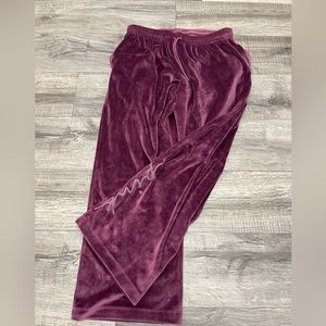 Heritage maroon velour flare pants script Victoria’s Secret pink size large